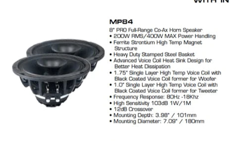 DIAMOND AUDIO MP84 8" PRO COAXIAL SPEAKER